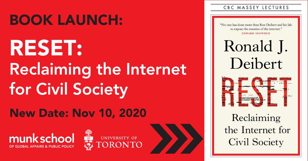 Image in @citizenlab's post: Join @RonDeibert in conversation with @ziyatong to discuss his new book, Reset: Reclaiming the Inte…