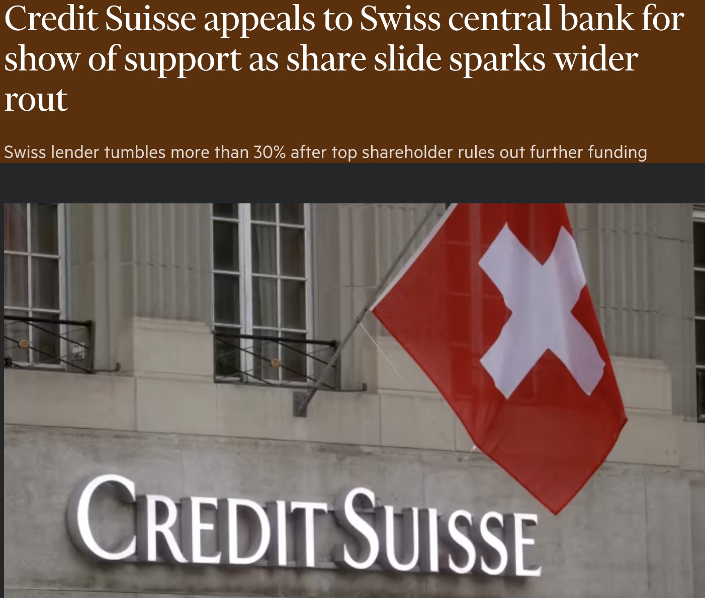 Image in @MarioNawfal's post: #BREAKING: Leak claims Credit Suisse has appealed to the Swiss National Bank and Finma for help.
T…