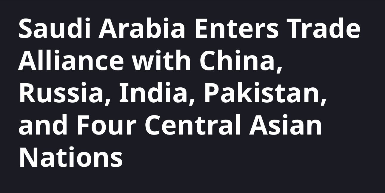 Image in @MarioNawfal's post: #BREAKING: Saudi Arabia has joined a political, security and trade alliance with China, Russia, Ind…