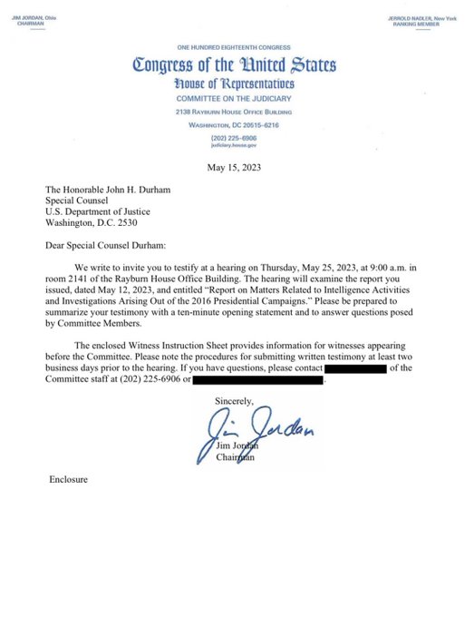 Image in @MarioNawfal's post: BREAKING: Jordan Invited Durham to Testify On Trump Russian Hoax
In a significant development, Rep…