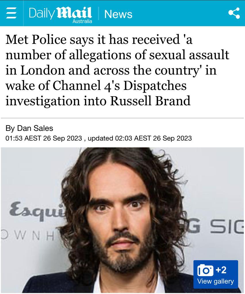 Image in @MarioNawfal's post: 🚨BREAKING: UK POLICE OPEN INVESTIGATION INTO RUSSELL BRAND
British Authorities have launched in in…