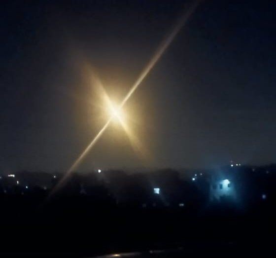 Image in @MarioNawfal's post: JUST IN: Israel is firing fire bombs on the borders with Lebanon, and gun shots are heard.