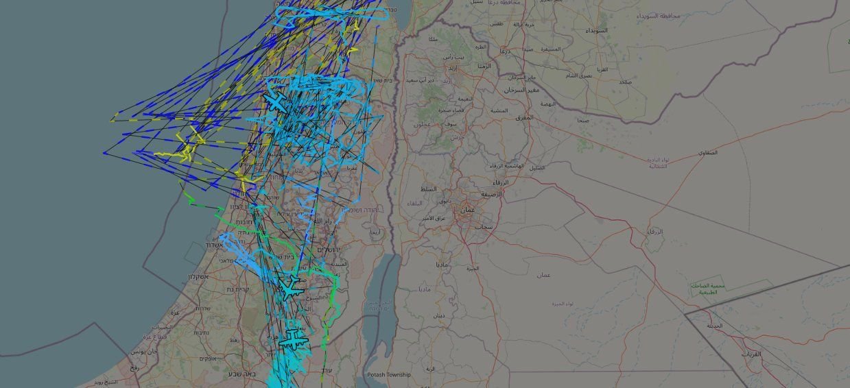 Image in @MarioNawfal's post: MAP OF THE ISRAELI AIRSTRIKES
"Israeli air force refueling traffic tonight is...busy...to say the …