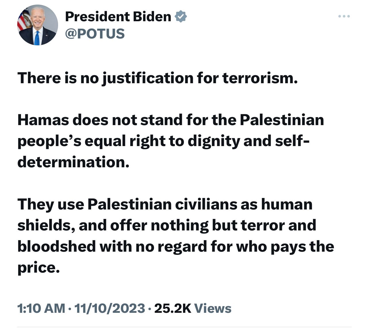 Image in @MarioNawfal's post: 🚨JUST IN: BIDEN ACTIVE ON @X REGARDING ONGOING WAR