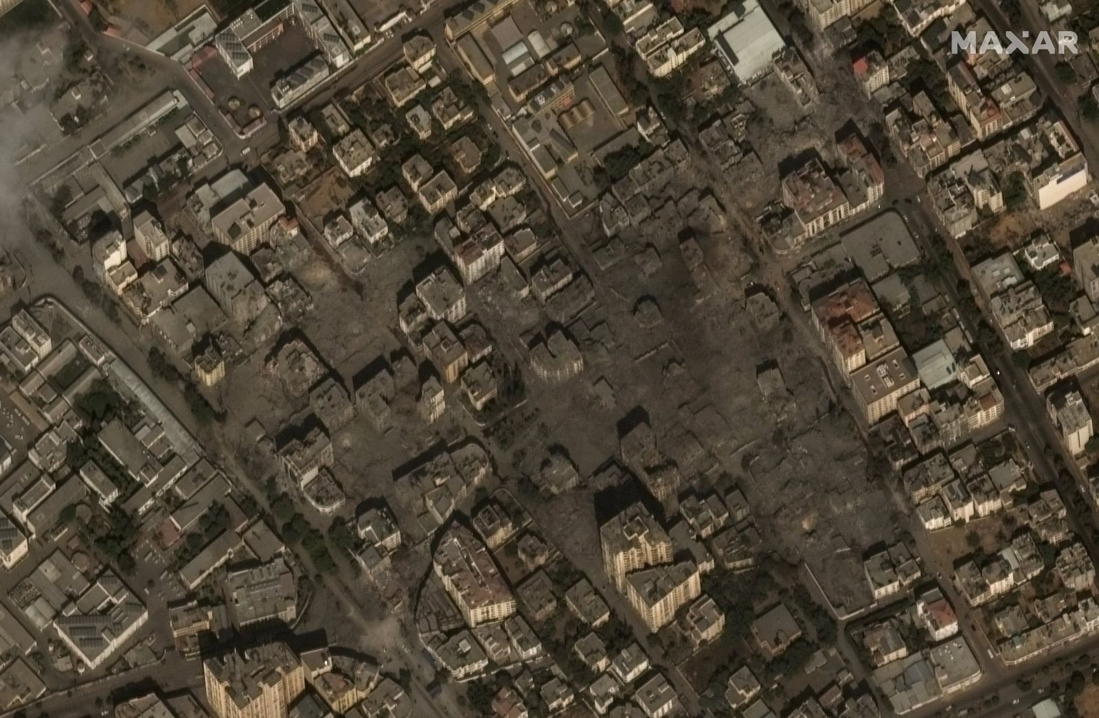 Image in @MarioNawfal's post: 🚨 FOOTAGE: Rimal neighborhood, Gaza https://t.co/gZ7OPa5twz