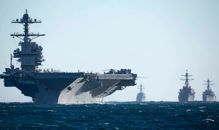Image in @MarioNawfal's post: 🚨JUST IN: The Israeli Defense Force spokesperson believes that the USS Gerald R. Ford Carrier Strik…