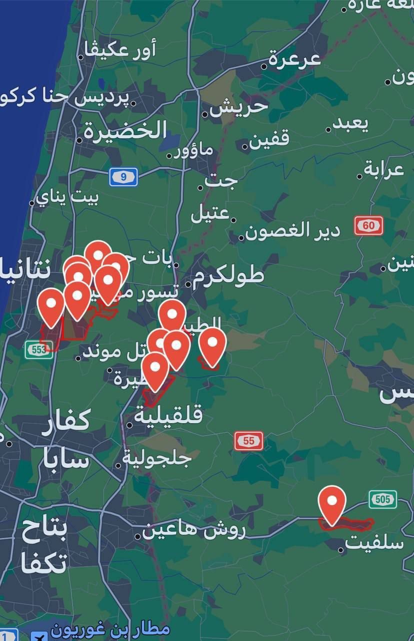 Image in @MarioNawfal's post: 🚨BREAKING: Sirens across Israel with Hamas Members launching rockets headed towards: Tel Aviv, Shar…