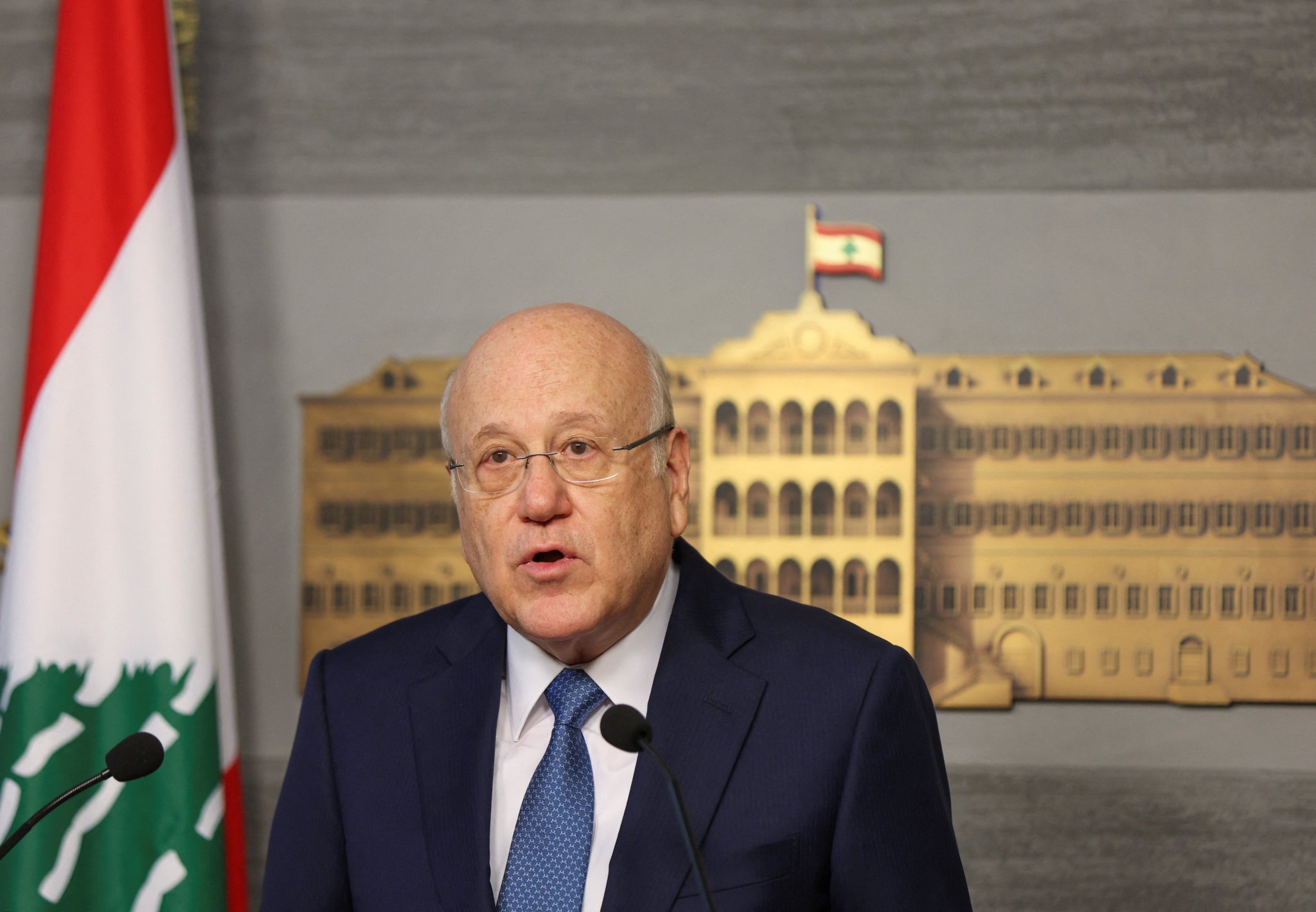 Image in @MarioNawfal's post: 🚨 JUST IN - Prime Minister of the Lebanese Caretaker Government Najib Mikati:
"Lebanon stresses th…