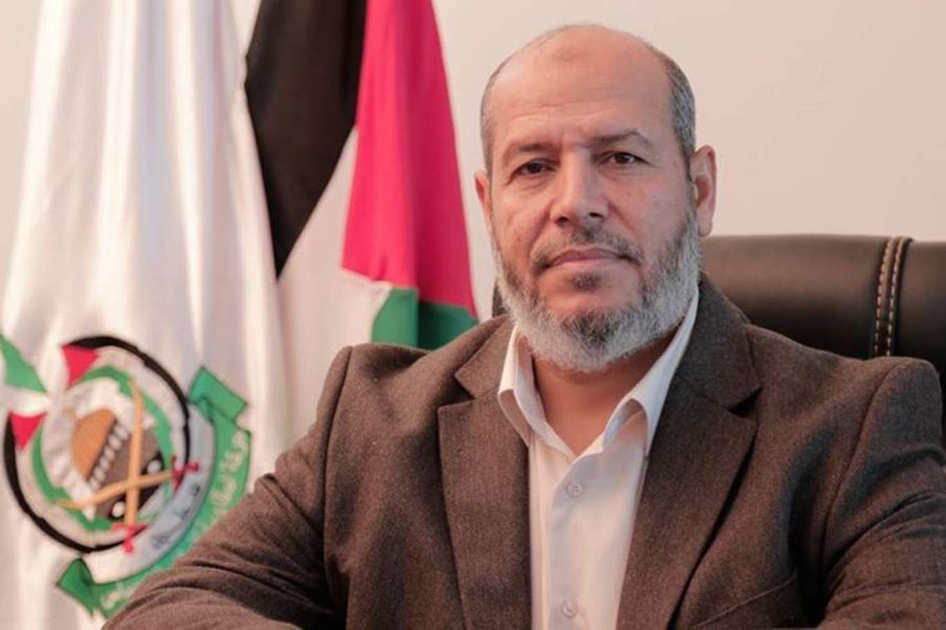 Image in @MarioNawfal's post: 🚨JUST IN - Hamas leadership member, Khalil Al-Hayya States in an interview:
"We will not accept di…