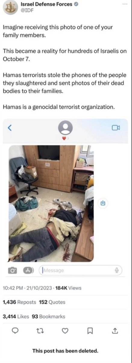 Image in @MarioNawfal's post: 🇮🇱 The Israeli Defense Force deleted another Tweet
Why?