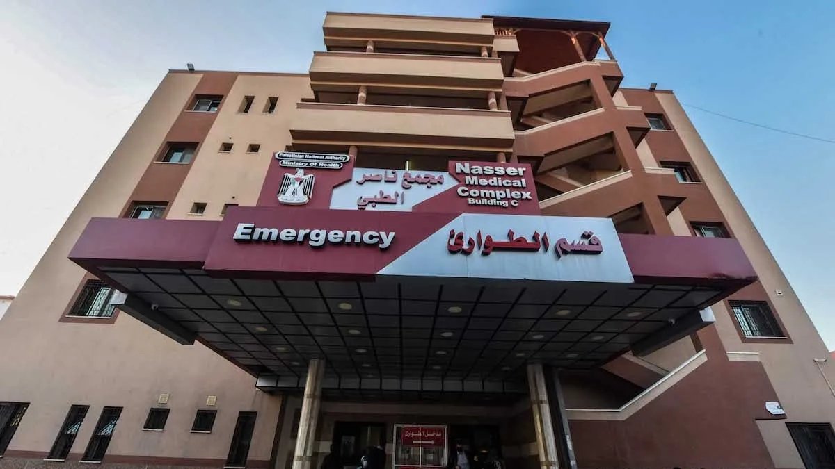 Image in @MarioNawfal's post: 🚨JUST IN: Israeli air strike targeting the vicinity of Nasser Hospital in Khan Yunis, South of Gaza