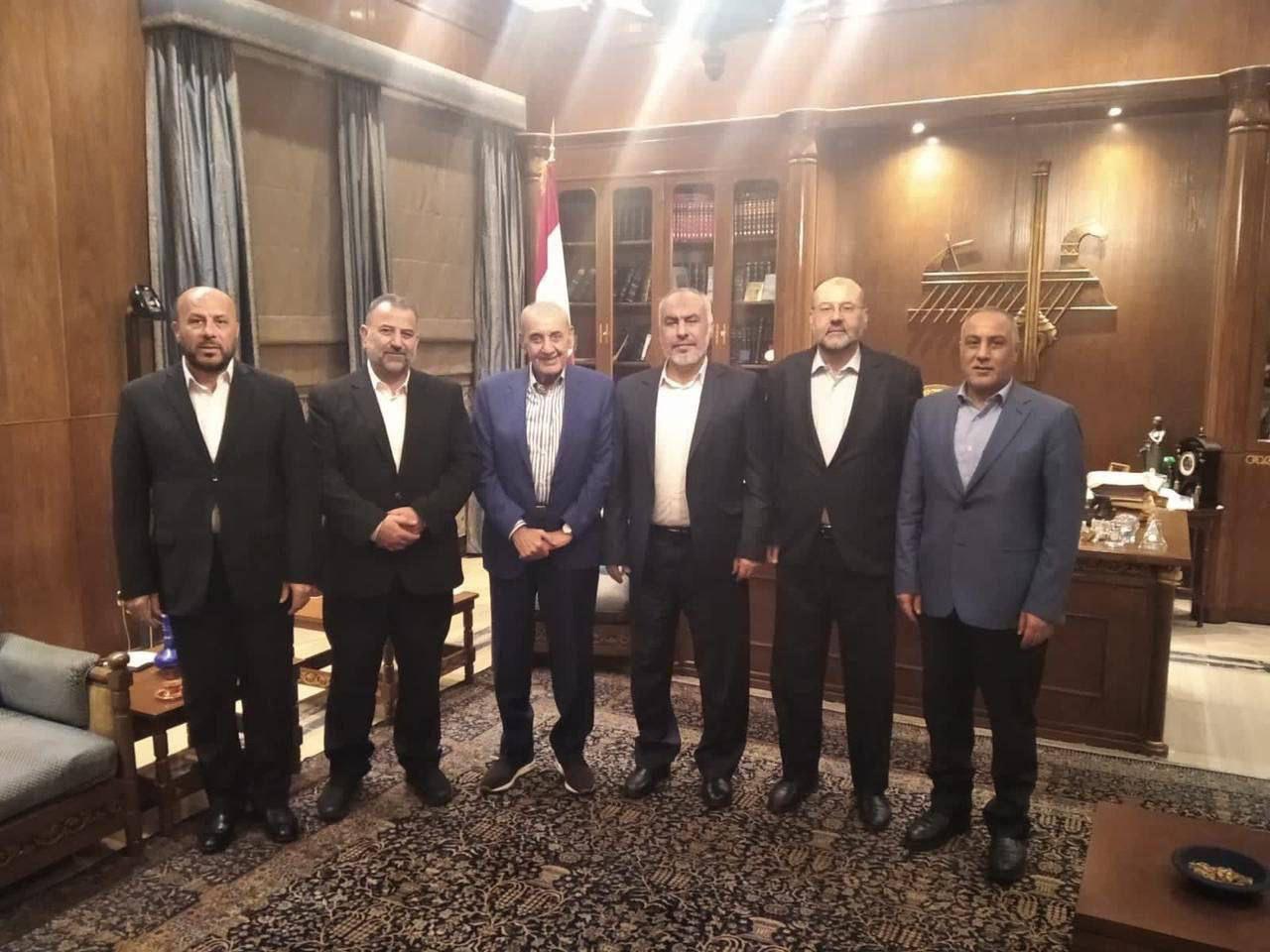 Image in @MarioNawfal's post: 🚨BREAKING: Senior Hamas member and one of Israel's most wanted individuals meet with the Speaker o…