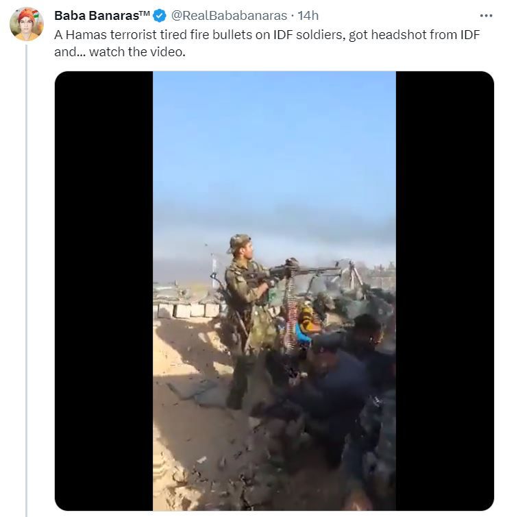 Image in @MarioNawfal's post: 🚨 DEBUNKED: This video claims to show an IDF Soldier Headshotting a Hamas gunman
The video is fro…