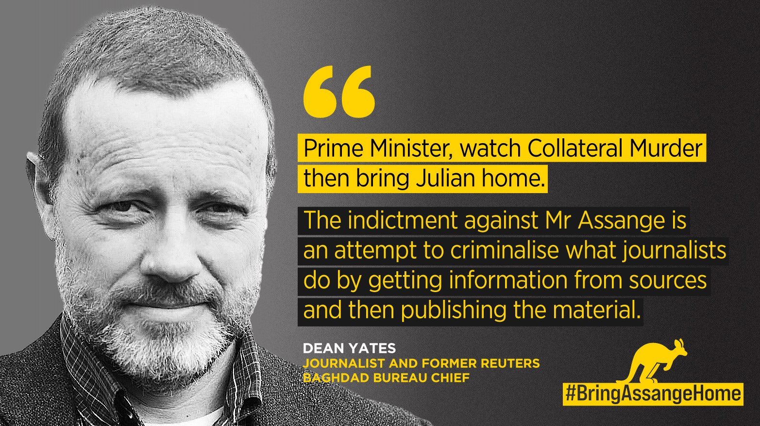 Image in @JulianAssange's post: "Prime Minister, watch Collateral Murder then bring Julian Assange home. The indictment against Mr …