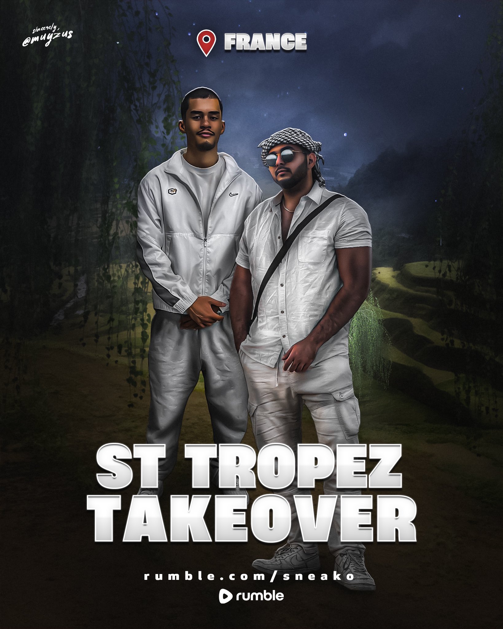 Image in @sneako's post: Landing in St Tropez France tonight 🇫🇷 look for irl streams with Arab. Need a quick break from the …