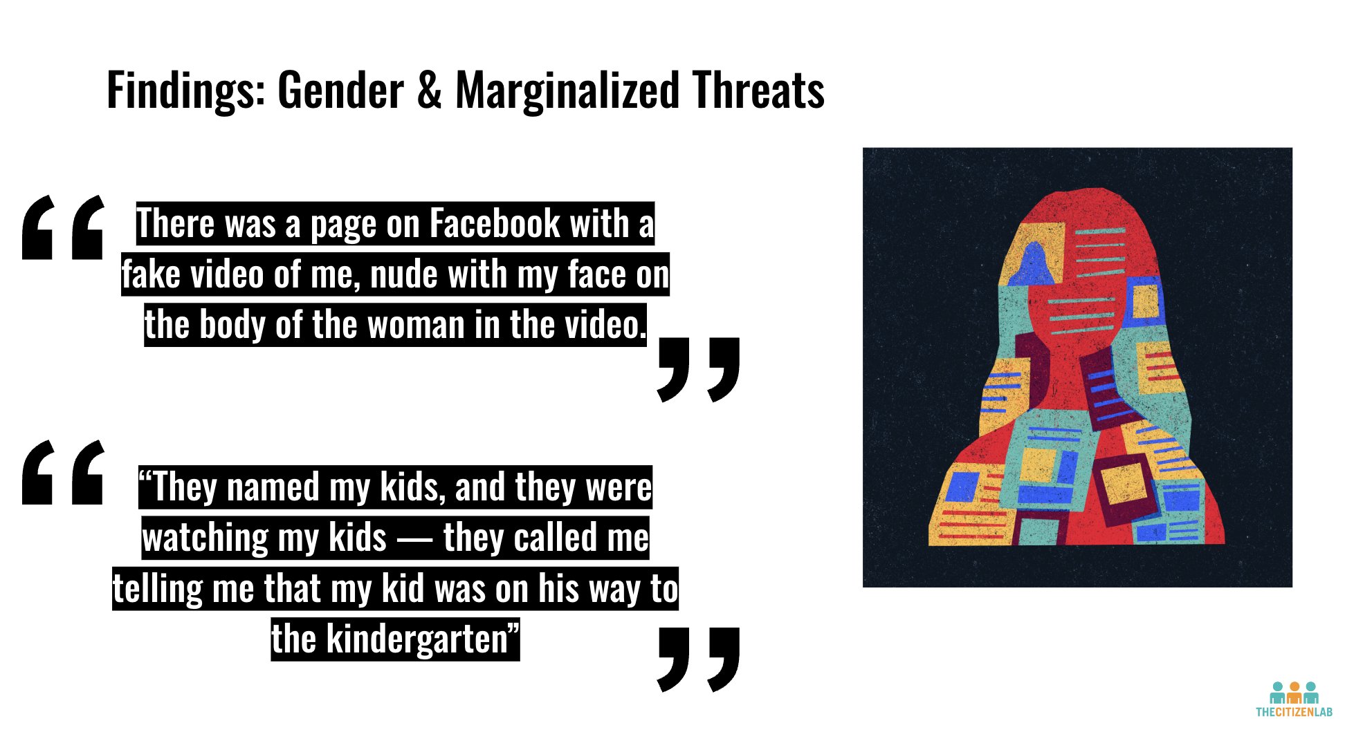Image in @citizenlab's post: Cyberattacks against transnational activists in the US are rampant and women are disproportionately…