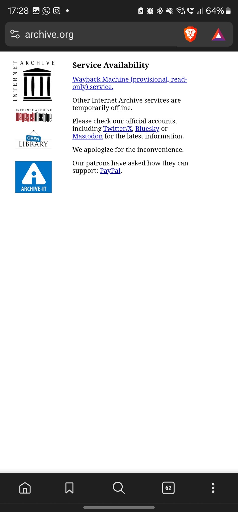 Image in @xIsraelExposedx's post: The entire internet archive has been taken down and hacked.
It seems tech companies and zionists …