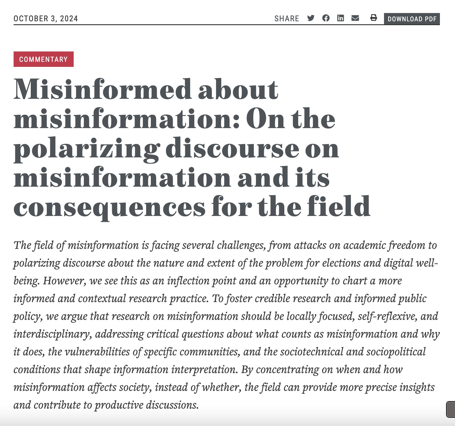 Image in @citizenlab's post: In a piece for @Kennedy_School’s @MisinfoReview, The Citizen Lab’s @gabriellelim and her co-authors…