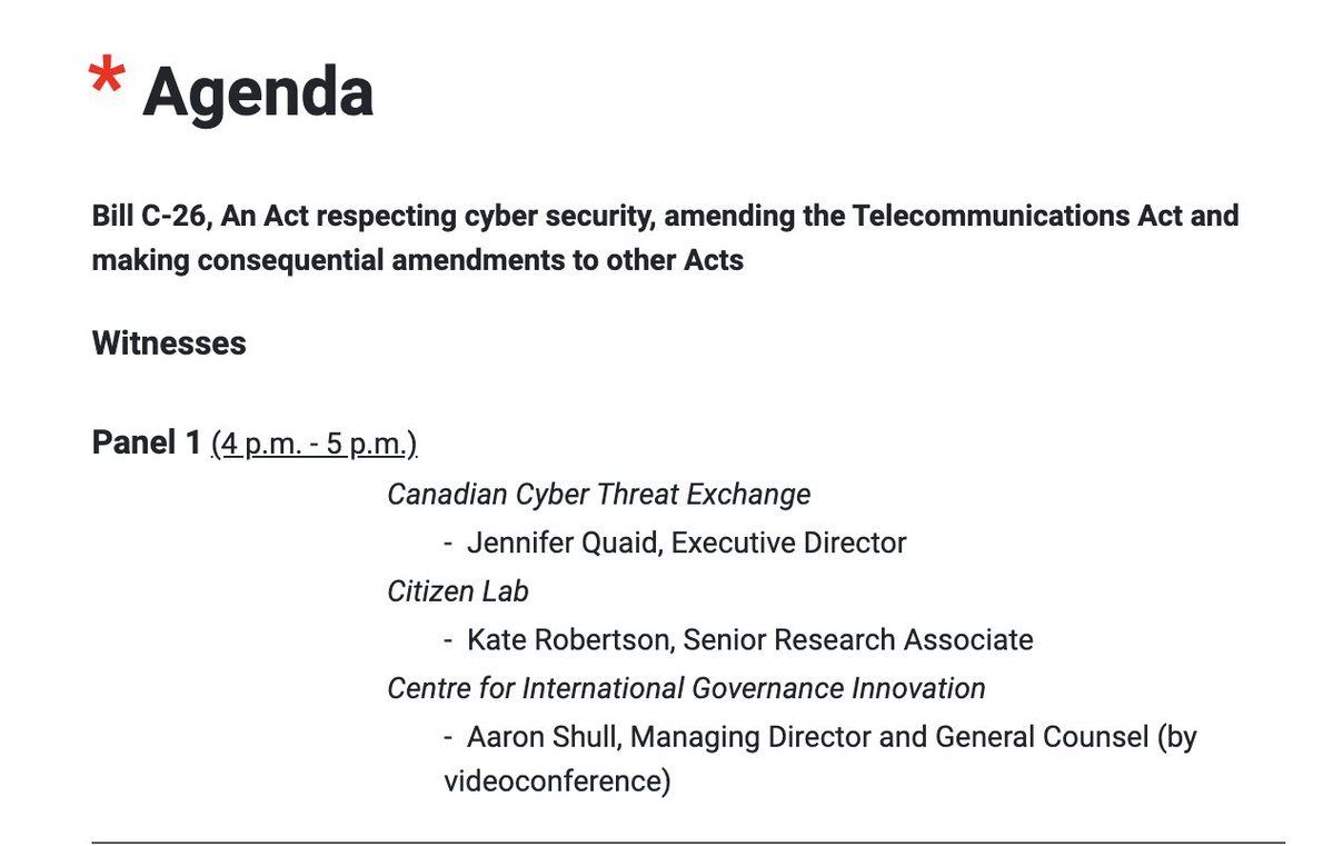 Image in @citizenlab's post: On Monday (11/04) at 4 pm: The Citizen Lab's senior researcher @KateRobertson_ will be testifying b…