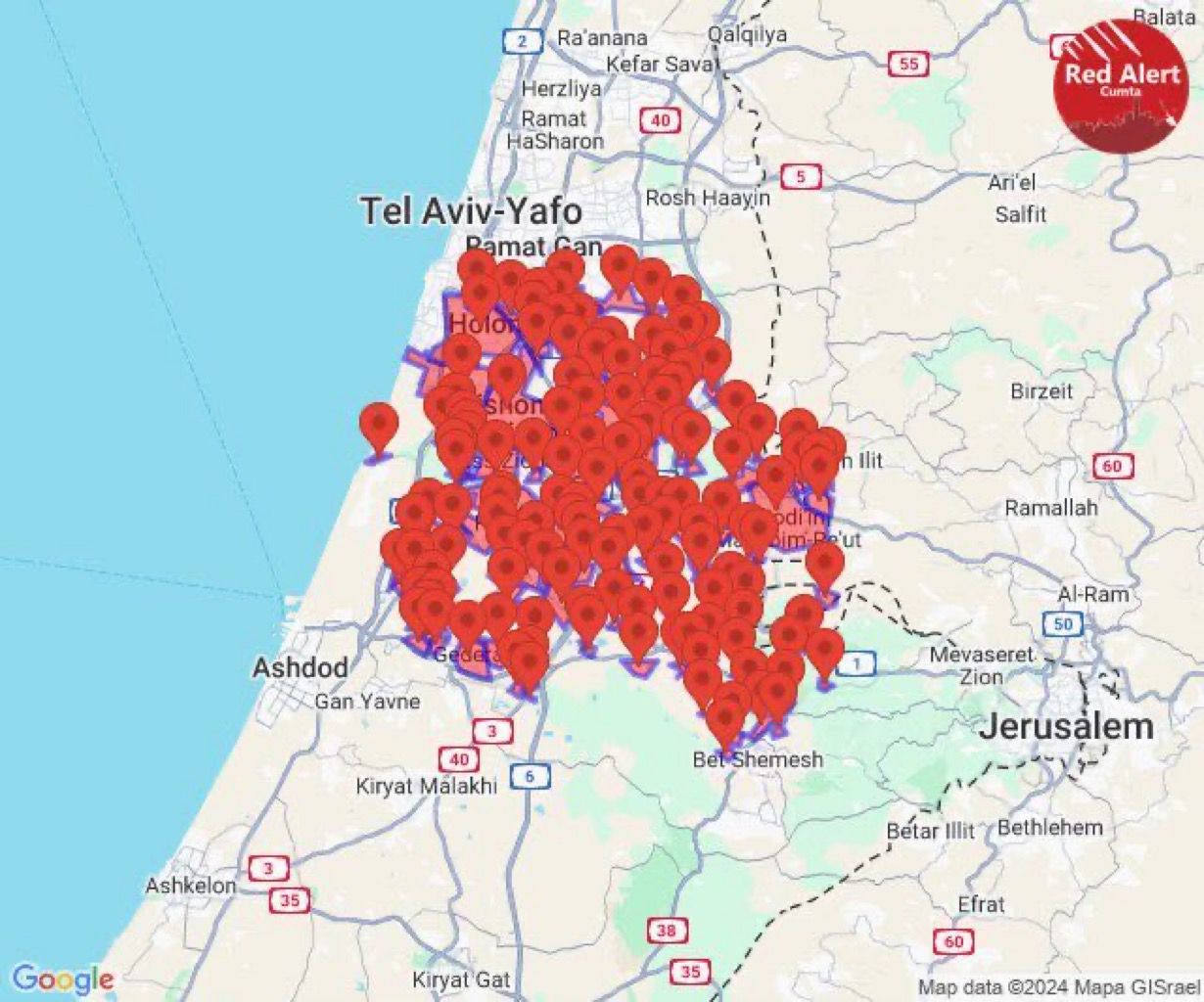 Image in @MarioNawfal's post: 🚨🇾🇪🇮🇱BREAKING: MISSILE ALERTS SOUND ACROSS CENTRAL ISRAEL
Alerts were triggered in several areas o…