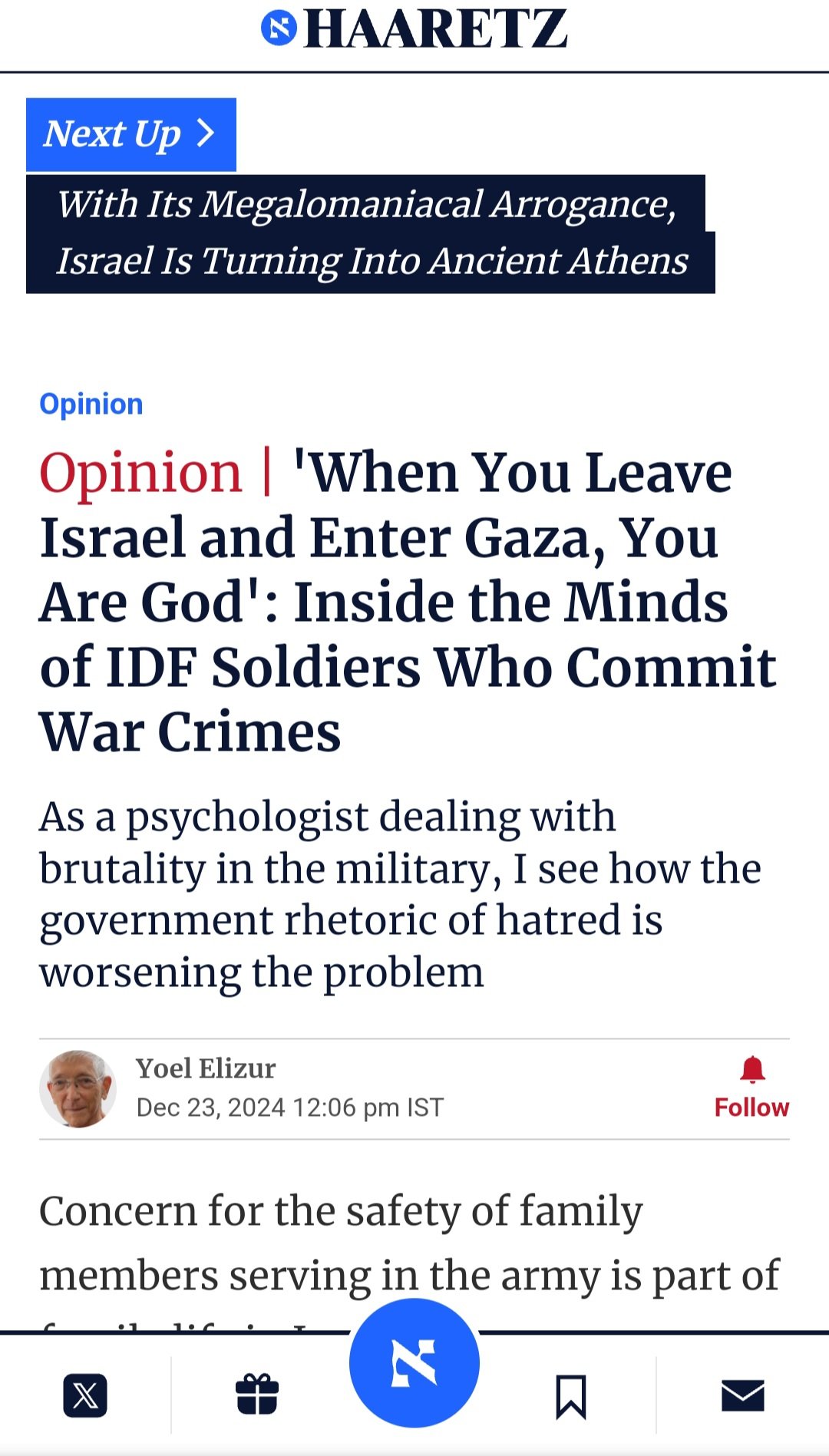 Image in @xIsraelExposedx's post: Israeli soldiers admit they feel like Nazis and like 'Gods' when they enter Gaza. They admit their …