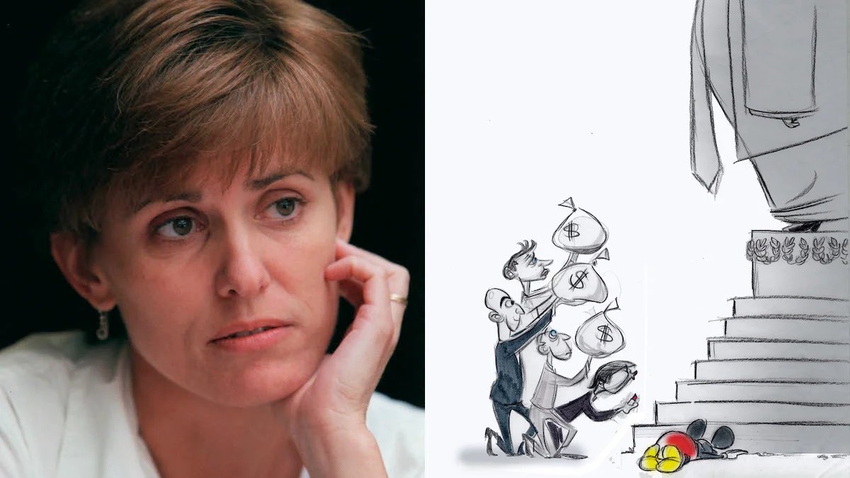 Image in @MarioNawfal's post: 🚨WASHINGTON POST CARTOONIST QUITS OVER SPIKED BEZOS/TRUMP CARTOON
Ann Telnaes, a Washington Post c…