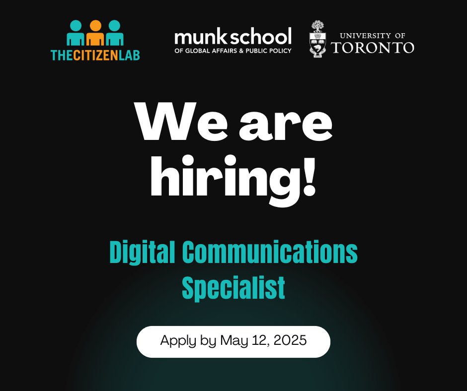 Image in @citizenlab's post: Come work with us! We are looking for a creative and self-motivated communications professional to …