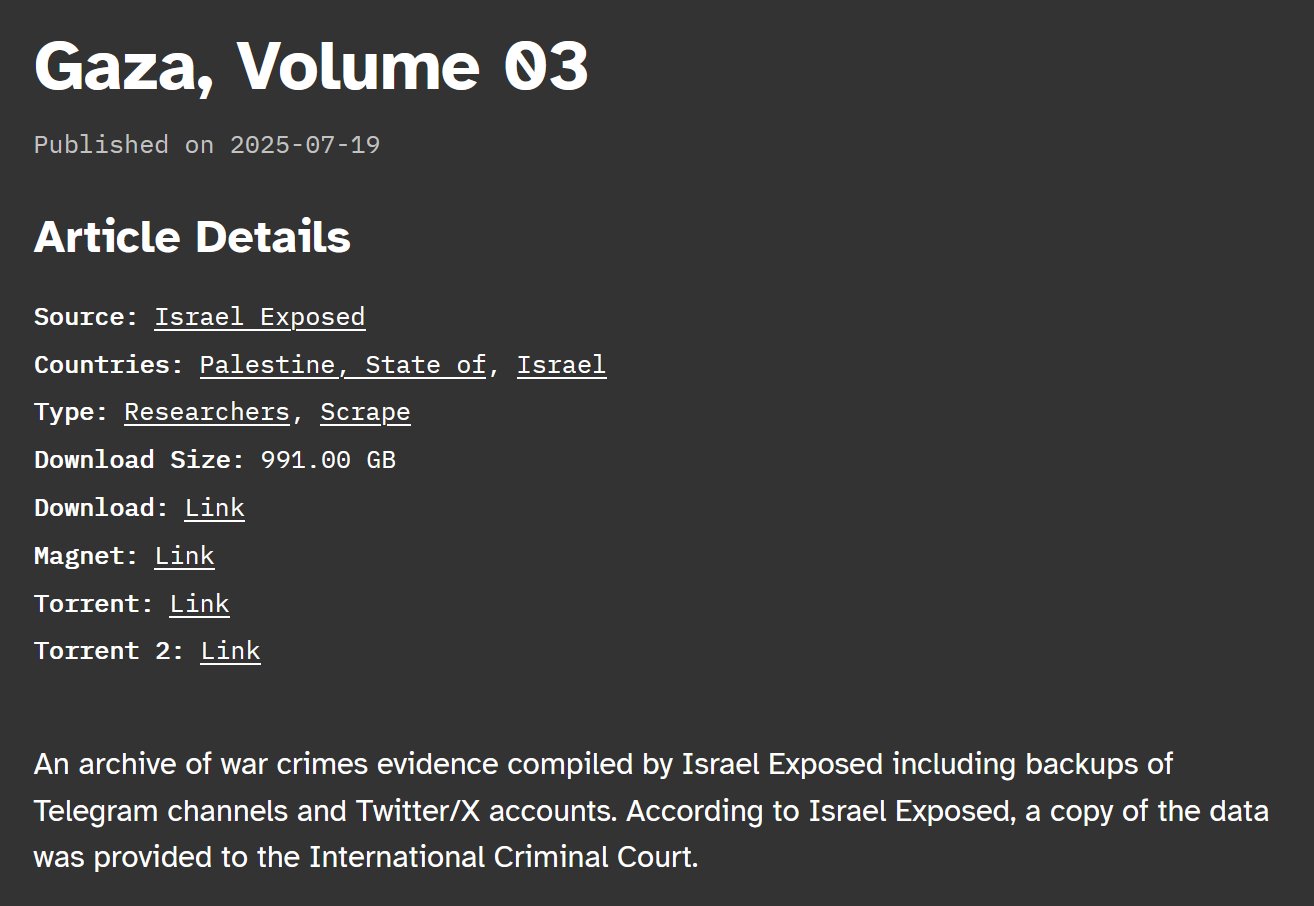 Image in @xIsraelExposedx's post: Update: The team at ddosecrets reached out and is now hosting all our archives on their servers.
…