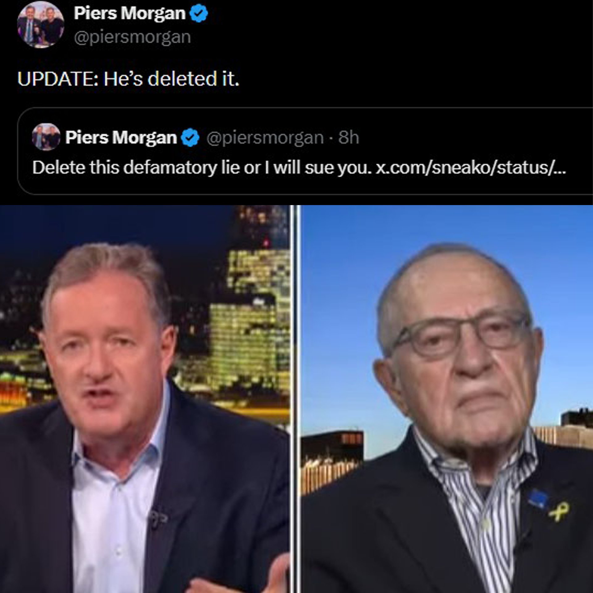 Image in @sneako's post: Piers Morgan "Uncensored" threatening me legally over song lyrics
Here is Piers platforming Epstei…
