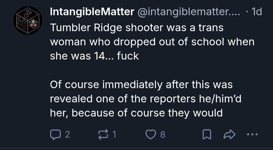 Image in @IfindRetards's post: Bluesky is more upset the trans shooter was misgendered than the fact he k*lled 8 people and injure…