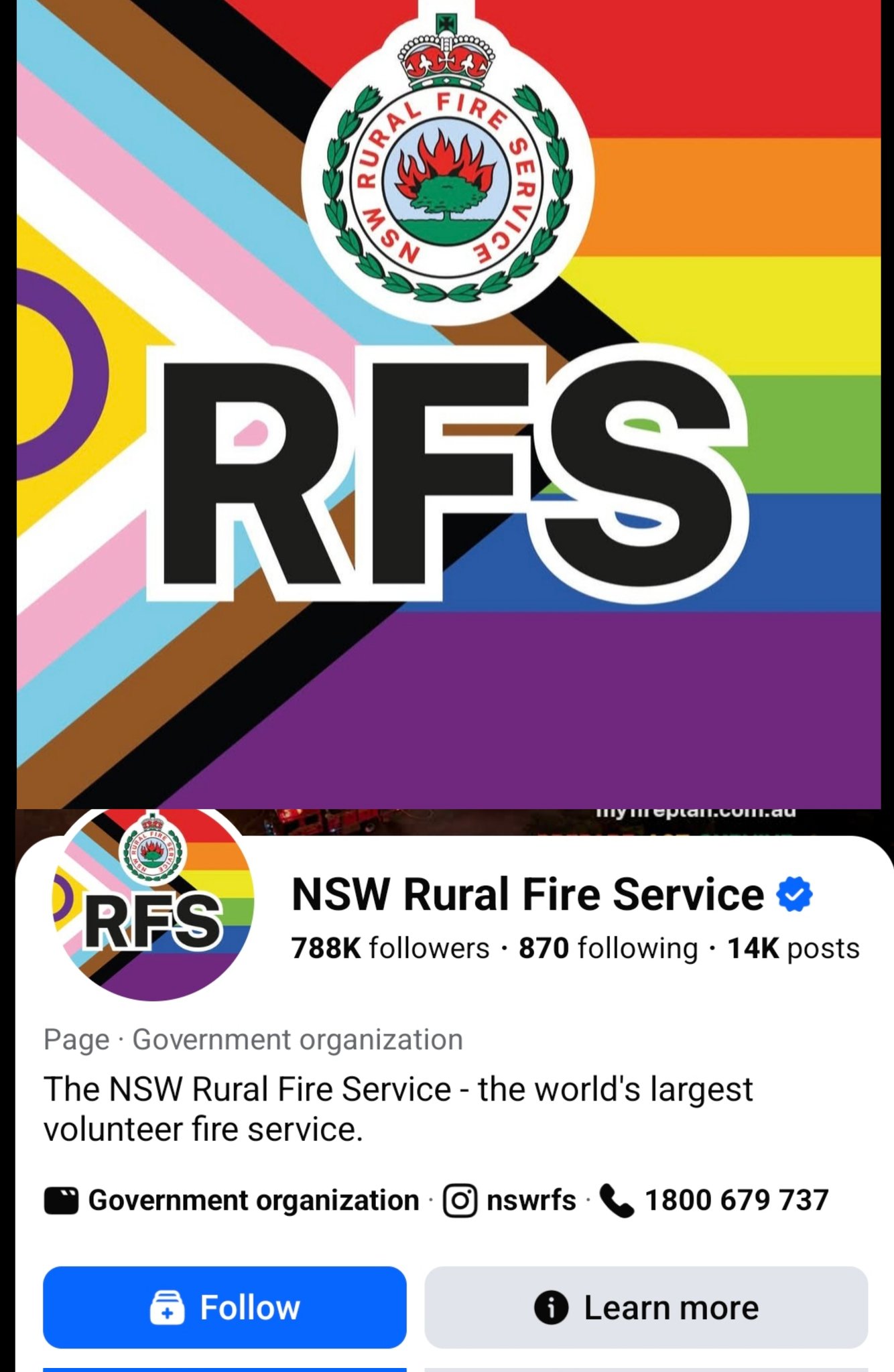 Image in @IfindRetards's post: The NSW Rural Fire Service recently updated their Fackbook profile picture to this abomination.
O…