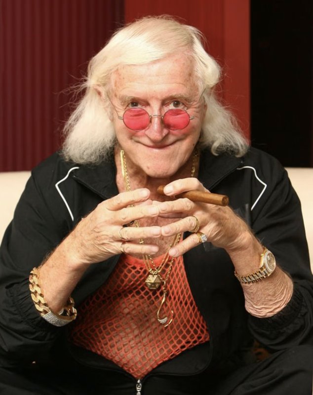 Image in @IfindRetards's post: This was one of the most evil retards in recent history. British TV personality and DJ, Jimmy Savil…