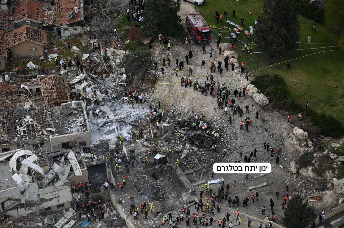 Image in @xIsraelExposedx's post: At least 8 confirmed dead in Beit Shemesh, Israel, after an Iranian strike destroys an entire city …