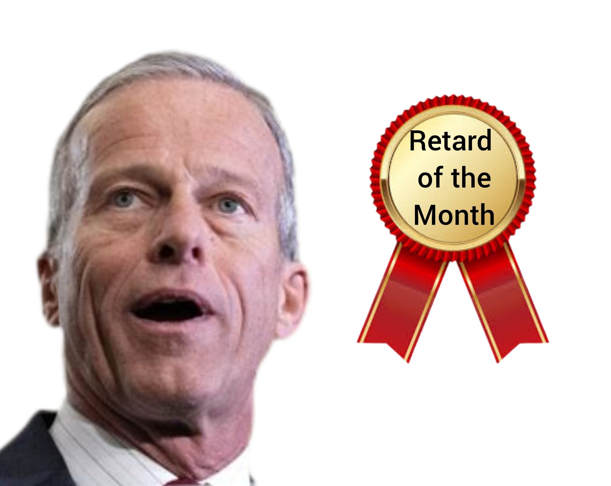 Image in @IfindRetards's post: Possibly the most requested award in history.
John Thune.
Retard of the Month. https://t.co/IxL3…