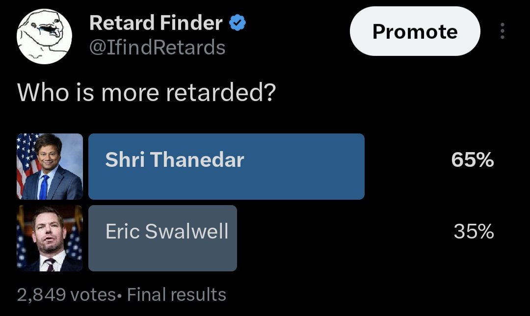 Image in @IfindRetards's post: Results are in. Shri Thanedar with a decisive win.
Give me the 2 person matchup you want to see n…