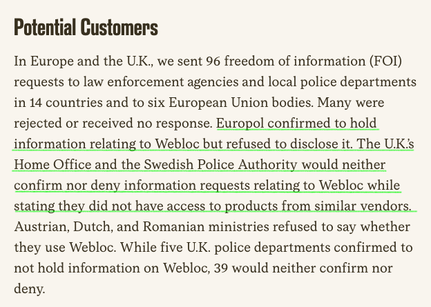 Image in @citizenlab's post: Based on the responses to 96 freedom of information requests, we conclude that governments in Europ…
