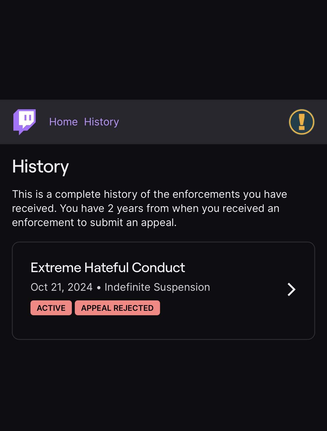 Image in @sneako's post: After two years of review for “extreme hateful conduct” Twitch rejects my ban appeal.
The conduct…