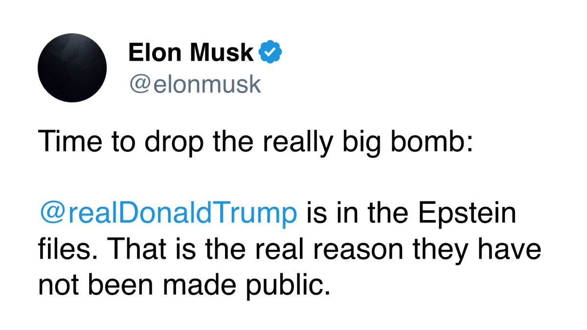 Image in @sneako's post: Elon Musk exposes Trump is covering up for Epstein, the next day Elon is humiliated into the black …