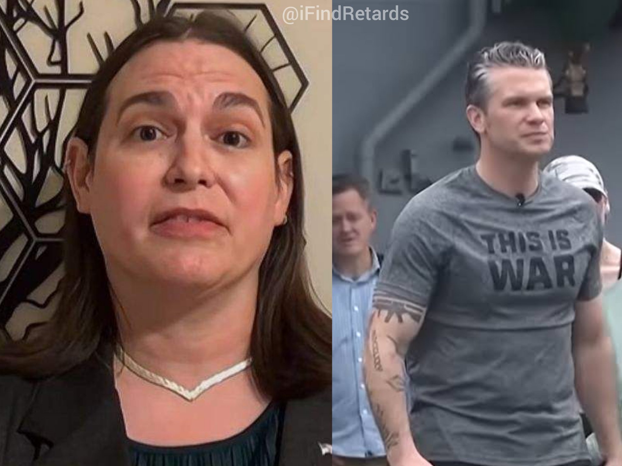 Image in @IfindRetards's post: A man pretending to be a woman, Master Sgt. Amiah Sale, has just laid down a challenge to Pete Hegs…