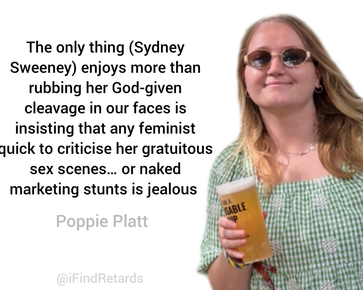Image in @IfindRetards's post: It’s amazing how everyone who wrote an article or said something critical of Sydney Sweeney is eith…