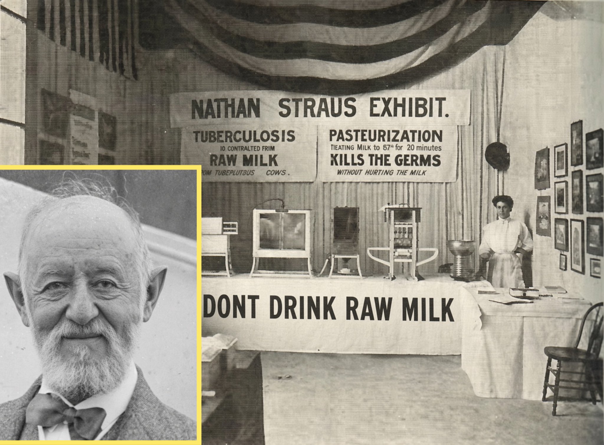 Image in @RabbiJeffx's post: Nathan Straus became one of America’s leading campaigners against RAW MILK and fought to make PASTE…