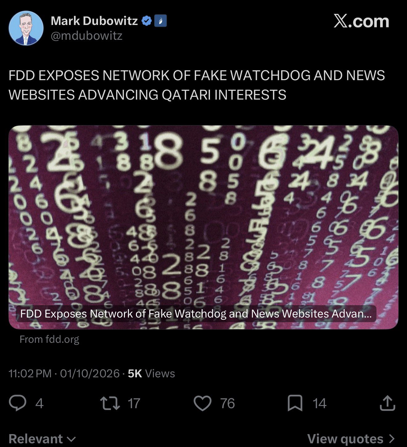 Image in @Wallface's post: This whole “think tank” is a case study in propaganda 😂
@FDD https://t.co/c3To9o7NuC