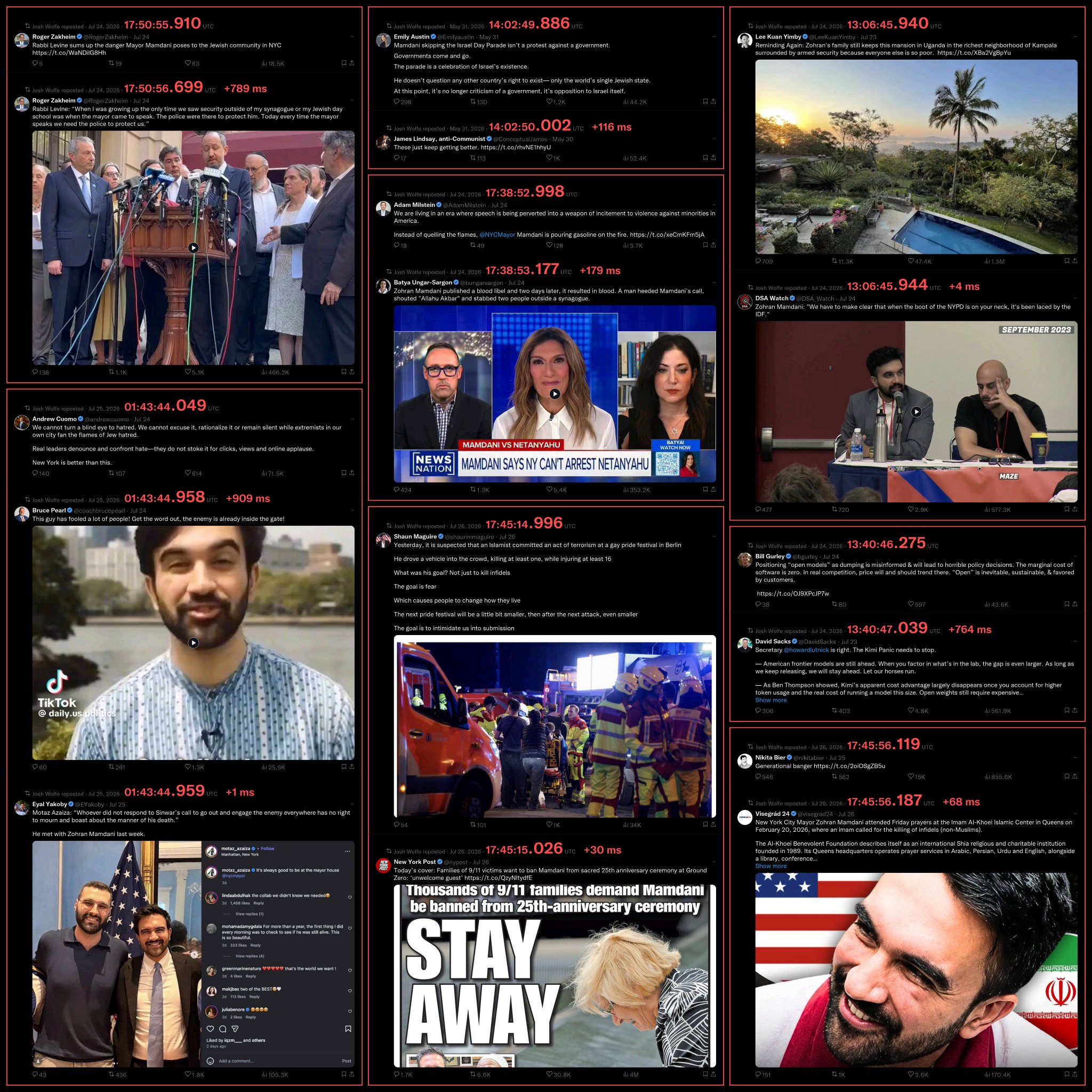 Image in @Wallface's post: Josh Wolfe reposted 2 different accounts 1 millisecond apart.
Here are other reposts that are less …