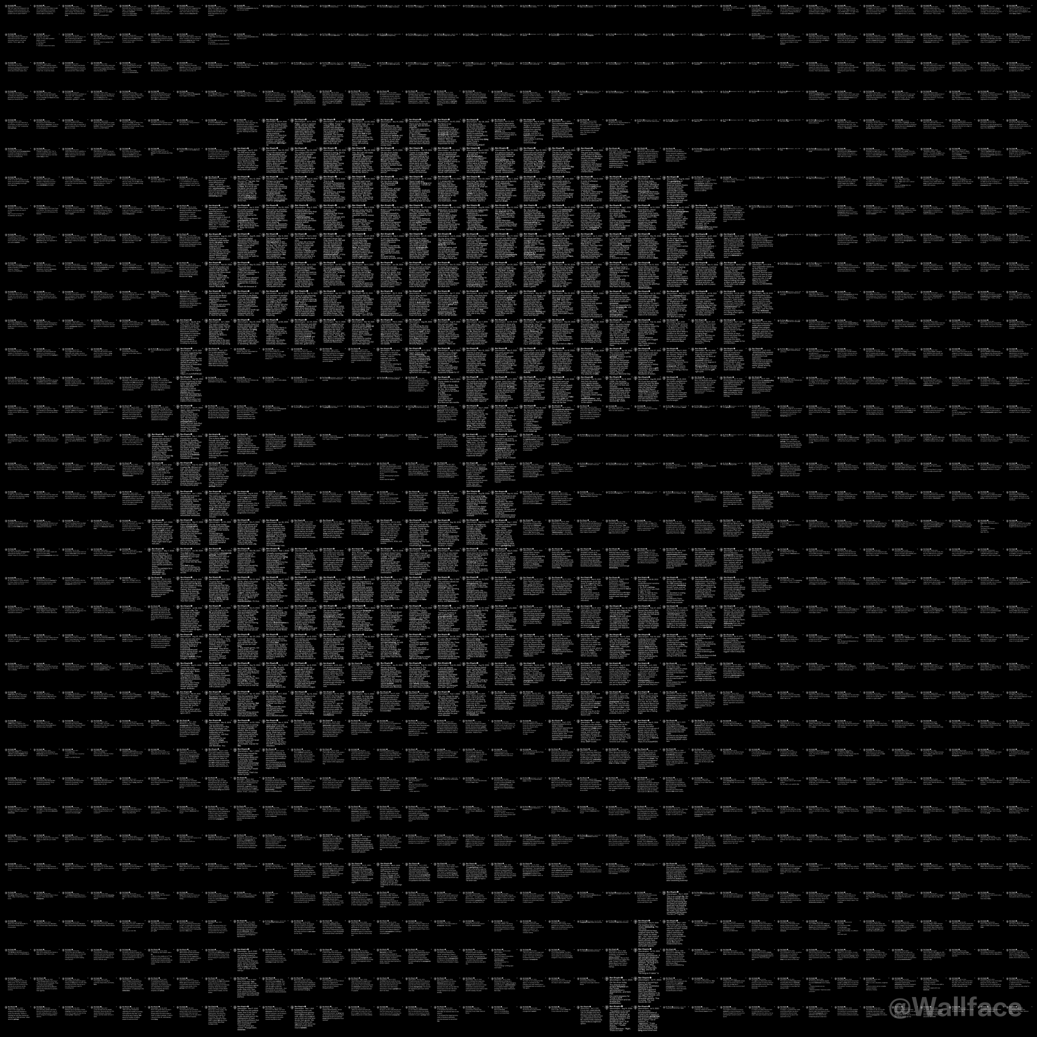 Image in @Wallface's post: 1,296 posts of @benshapiro accusing people of lying, put together.