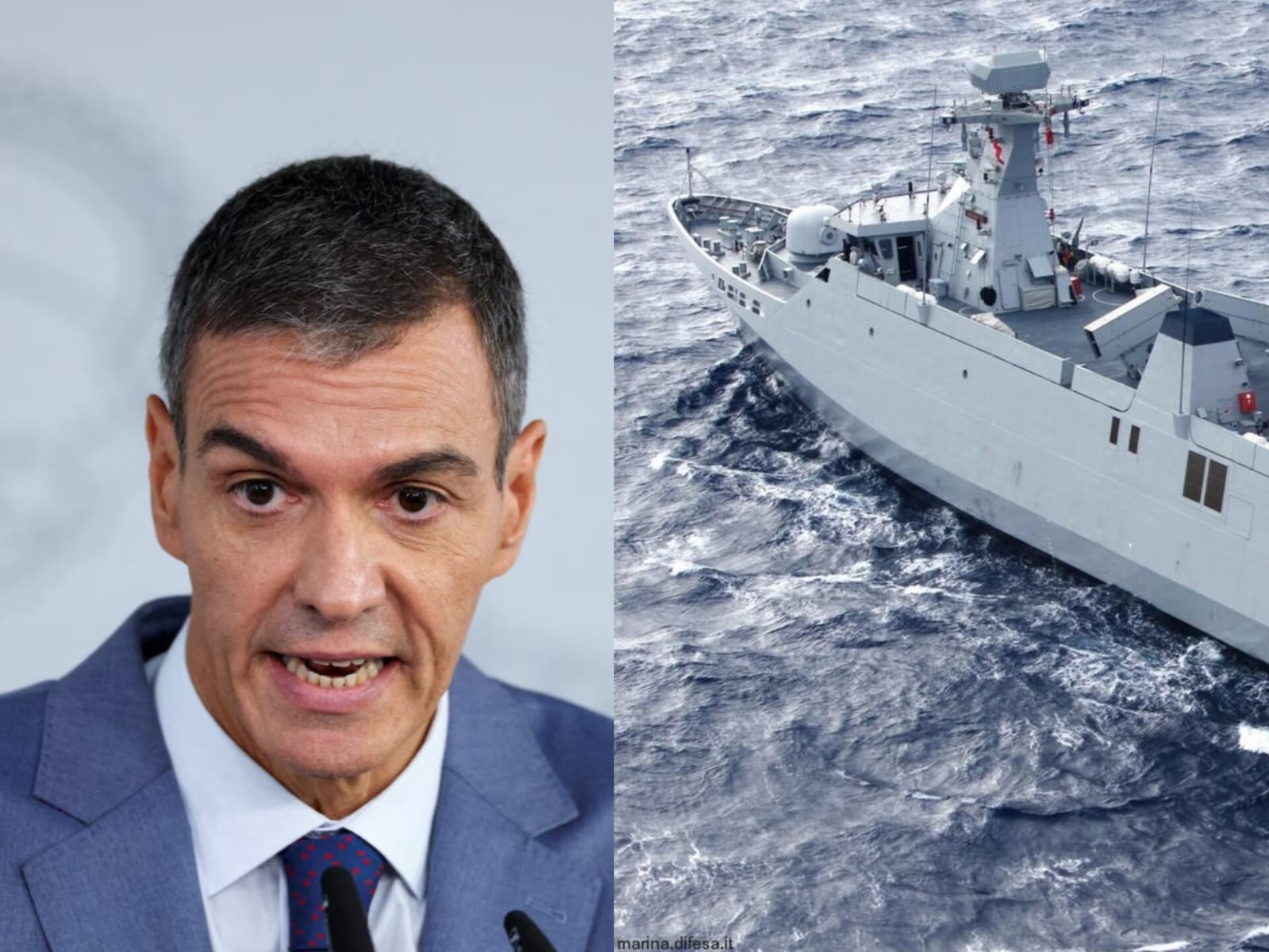 Image in @MarioNawfal's post: 🇪🇸🇲🇦 Spanish PM Pedro Sánchez ADMITS Moroccan warships entered Spanish waters off Ceuta WITHOUT PER…