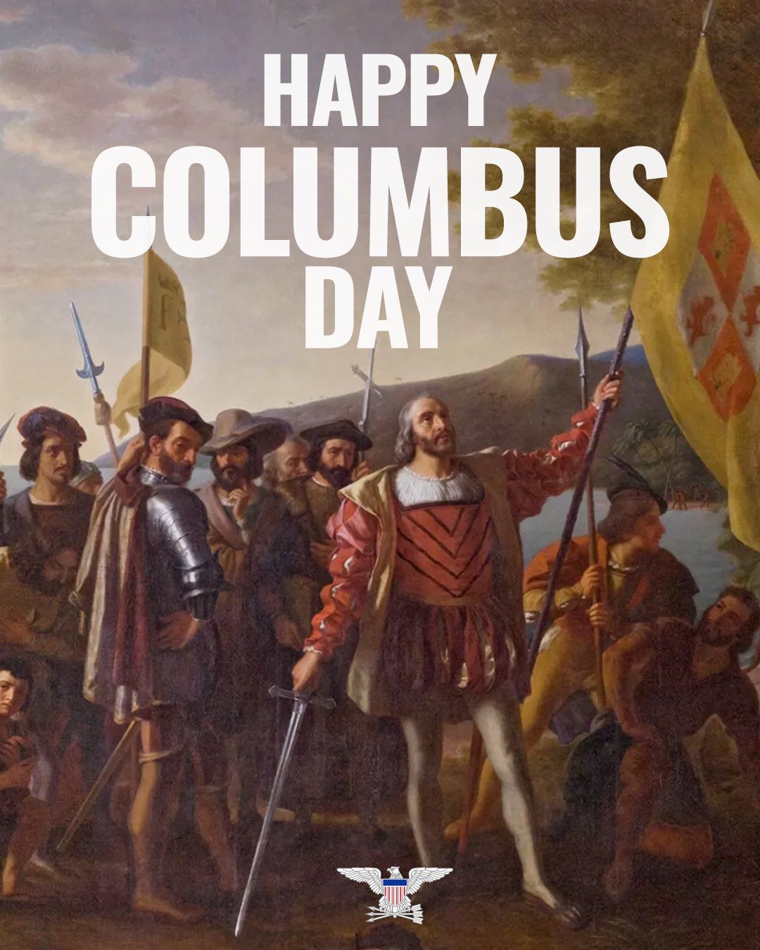 Image in @MarioNawfal's post: 🇺🇸🇪🇸 Today is COLUMBUS DAY, and the War Dept. made a post about it; without a doubt, a huge mark in…