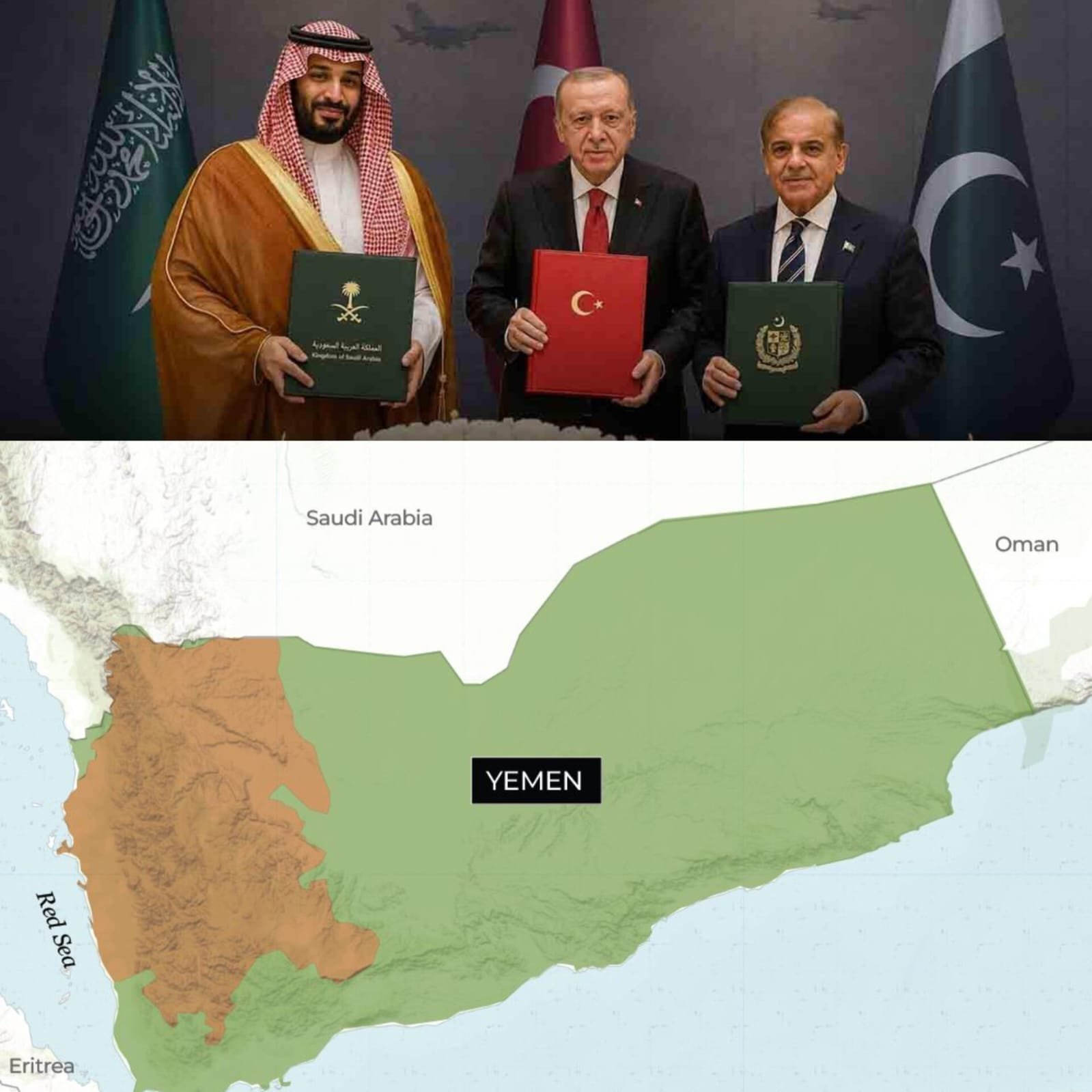 Image in @MarioNawfal's post: 🇵🇰🇹🇷🇸🇦 Pakistan and Turkey activated the Mecca pact to defend Saudi, but both are STAYING OUT of th…