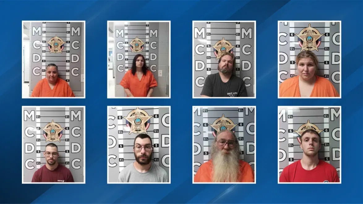 Image in @MarioNawfal's post: 🇺🇸 8 ADULTS arrested in Kentucky for CHILD SEX TRAFFICKING and abuse
Richmond police pulled 7 kids…
