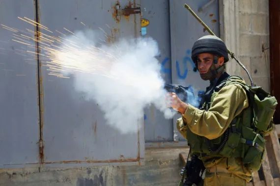 Image in @MarioNawfal's post: 🇵🇸🇮🇱Israeli forces swept across the West Bank, firing tear gas into an olive press near Nablus whil…