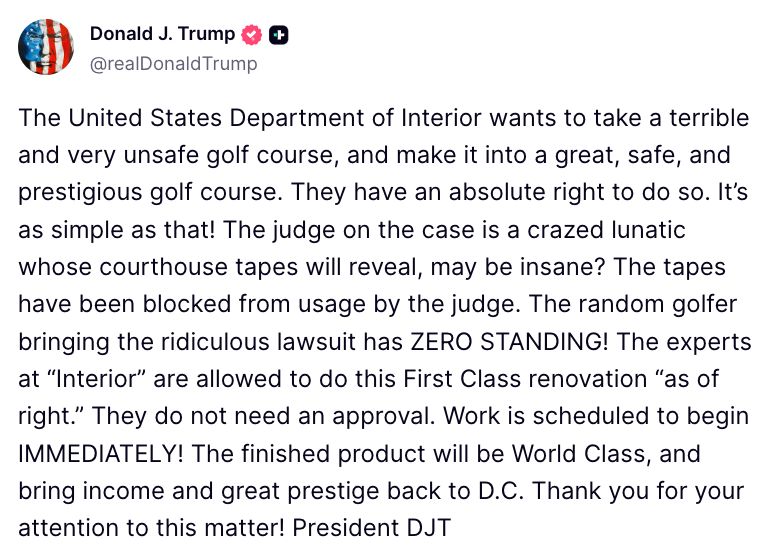 Image in @MarioNawfal's post: 🇺🇸 I was just thinking, “Man, it’s been a while since Trump said anything about a monument or stati…